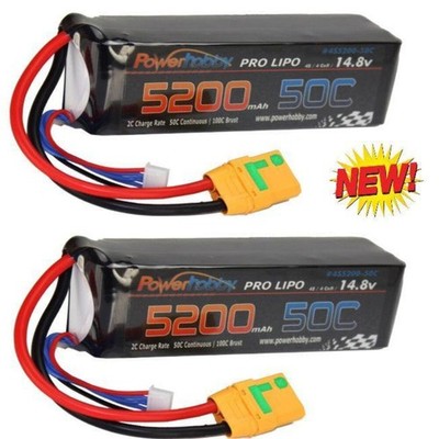 Powerhobby 4s 14.8V 5200mah 50c Lipo Baterry w XT90 Plug 4-Cell( 2 Pack )
