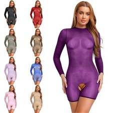 Women Long Sleeve Bodysuit Underwear Jumpsuit Pullover Clubwear Romper Tights