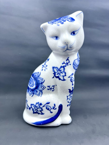 Vintage Siamkatze Figur blau & grau Keramik Paisley Formalitäten Baum Bros - Bild 1 von 10