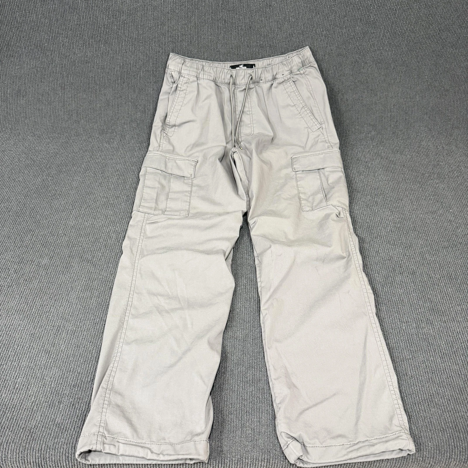 Hollister Pants Mens Small Gray Parachute Cargo Epic Flex Elastic Waist Straight