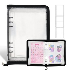 Sticker Collection Album, A5 Binder, Zipper Storage, Black