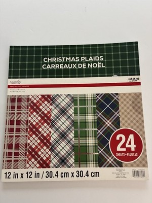 CHRISTMAS PLAIDS 12X12 SCRAPBOOK PAPER PAD 24 SHEETS 12 DESIGNS ~ RECOLLECTIONS