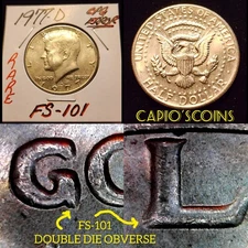 RARE HG FS-101 1977-D KENNEDY HALF DOLLAR "DOUBLE DIE OBVERSE" ERROR VARIETY!!!!