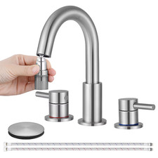 Double Handles 8 in. Widespread Bathroom Sink Faucet 3-Hole with Pull Out Spraye