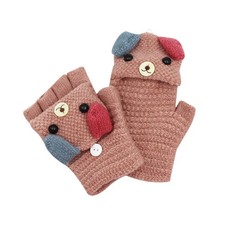 RARITYUS Unisex Warm Soft Winter Knit Gloves for Kids 4-9Y, 4-9y pale Pink
