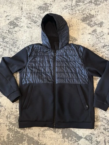 Paul & Shark Men Save the Sea Navy Blue Quilted Jacket Hoodie Diamond Stitch XL - product listing photo