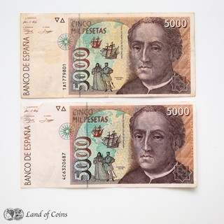 SPAIN: 2 x 5 000 Spanish Peseta Banknotes.