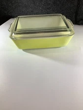 Vintage Pyrex Yellow 503-B Refrigerator Casserole Baking Dish w/Clear Glass Lid