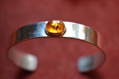 Armreif 925 Silber mit Bernstein