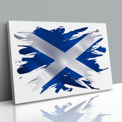 Schottland Flagge Pinselfarbe Leinwand gerahmter Druck Bild Wandbild