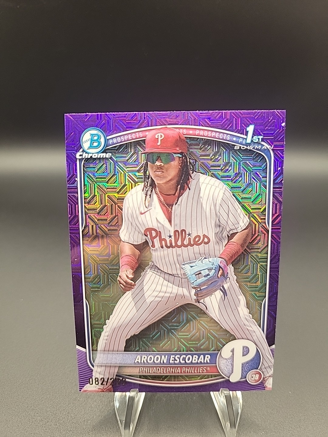 2025 Bowman Chrome Prospects Aroon Escobar #BCP-65 082/250 Purple Mojo Refractor