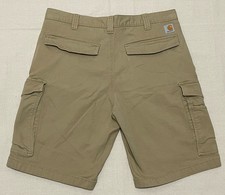 Carhartt Rugged Flex Relaxed Fit Canvas Cargo Work Khaki Short Mens 36