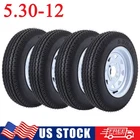 Set of 4 5.30-12 Trailer Tires & Rim 4 Lug on 4" 530-12 5.30x12 Load Range C 6PR