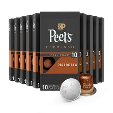 Peet's Ristretto Dark Roast Capsules 10 Count Espresso Compatible Nespresso