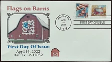 AFDCS 5684 Flags on Barn Red Barn 4 Bar Cancel 