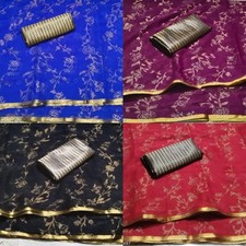 Women's Chiffon Saree With Separate Blouse Piece