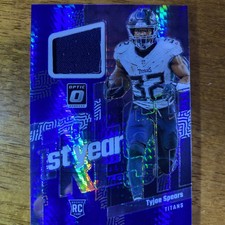 Tyjae Spears Rookie Fresh 1st Year Blue Hyper Prizm 2023 Panini Donruss Optic