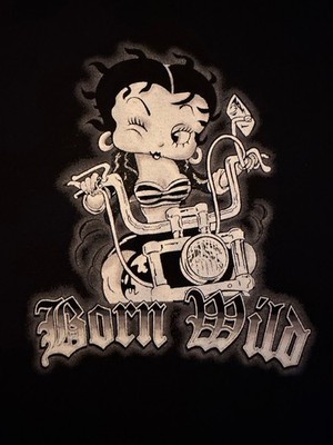 Rare Betty Boop “Born Wild Motorcycle Betty” Black Tank Top Large