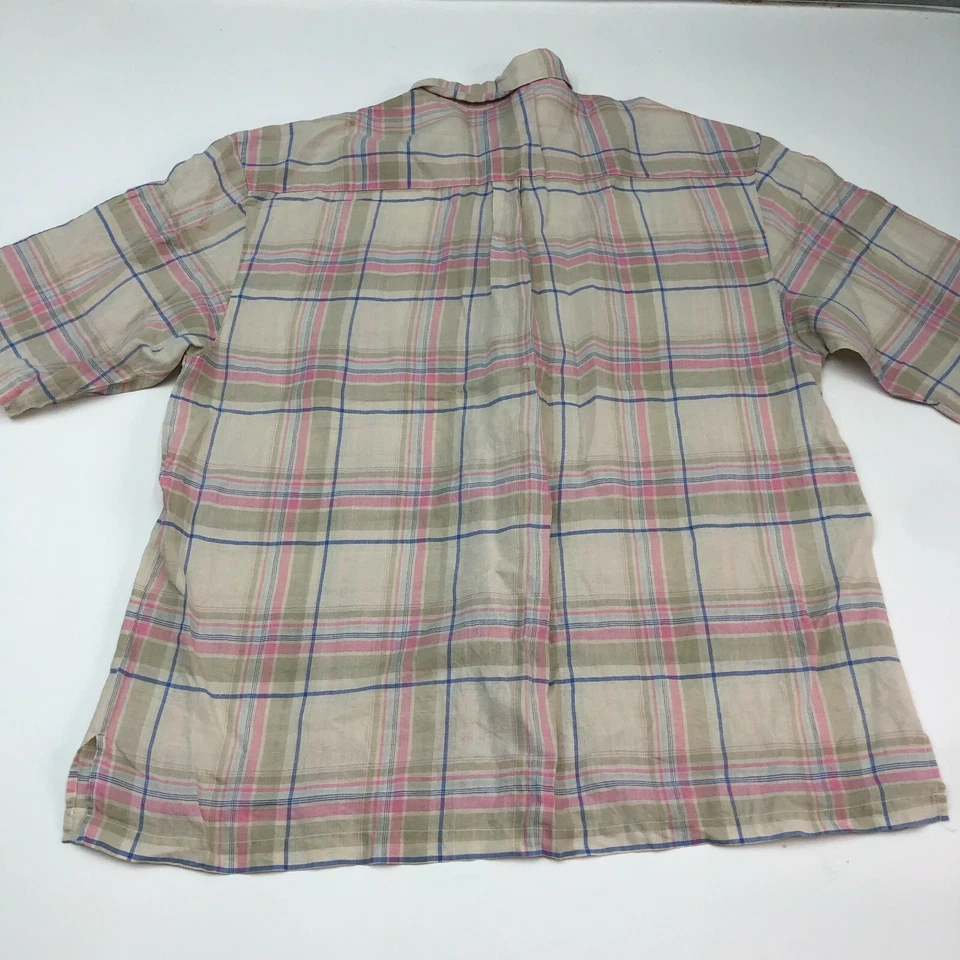 Camisa Jordan Craig Abotonada Para Hombre XXL Multicolor Rayas Lino Manga Corta Foto 4 de 4