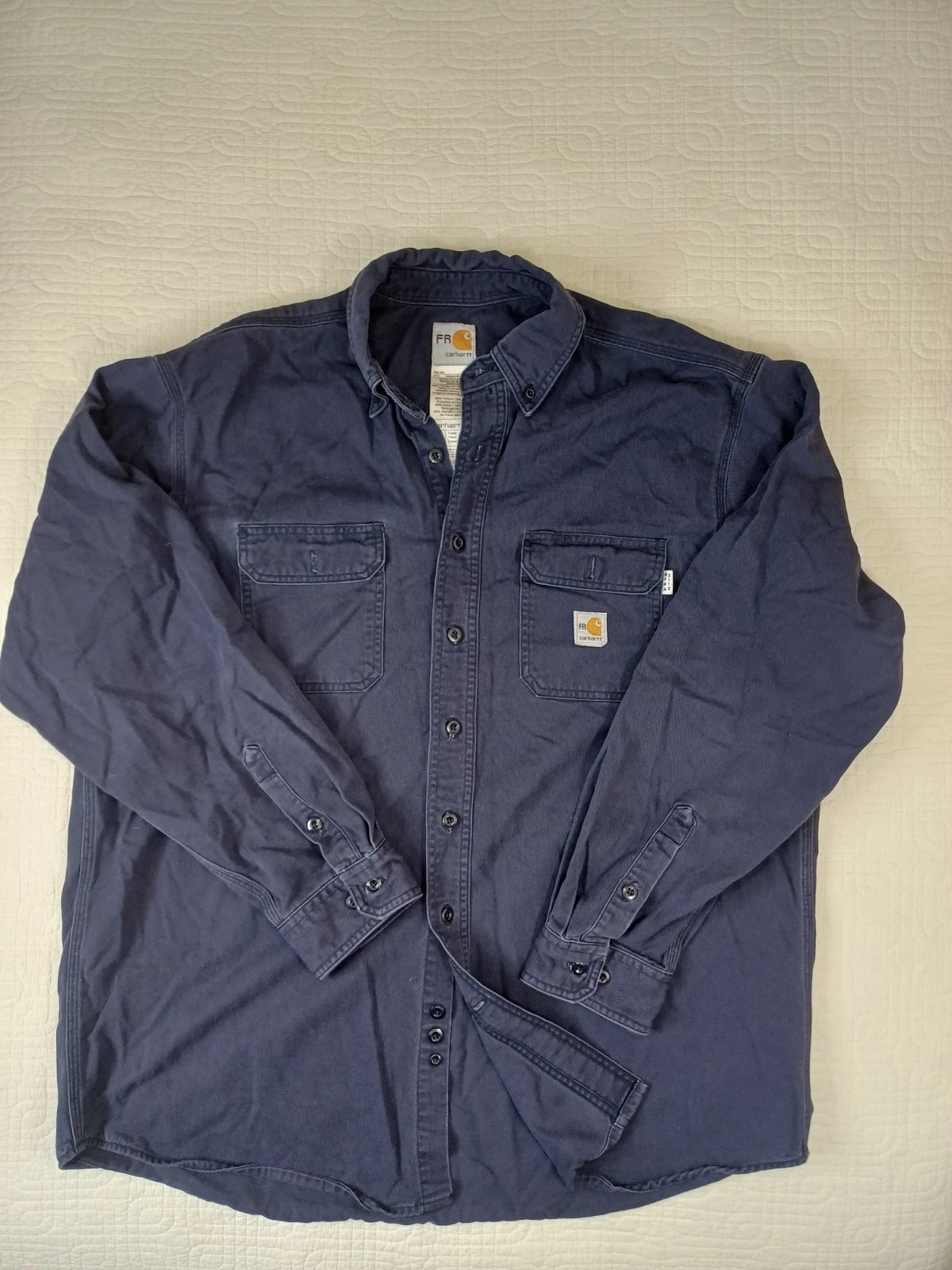 Carhartt Flame Resistant FR Classic Twill FRS160 Blue Shirt Size XL NFPA 2112