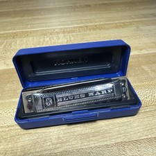 Vintage Hohner Blues Harp MS Harmonica Key of D w/ Original Blue Case - Germany
