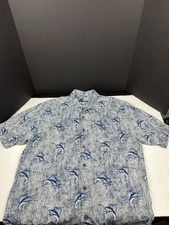 AFTCO Men’s XL Short Sleeve Button Up Hawaiian Shirt Marlins Swordfish Print