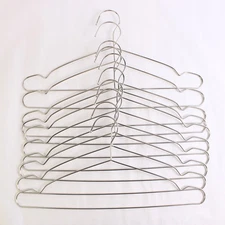 Lot Of 10 matching Unbranded Metal Clothing Hangers For Clothes Stainless Steel