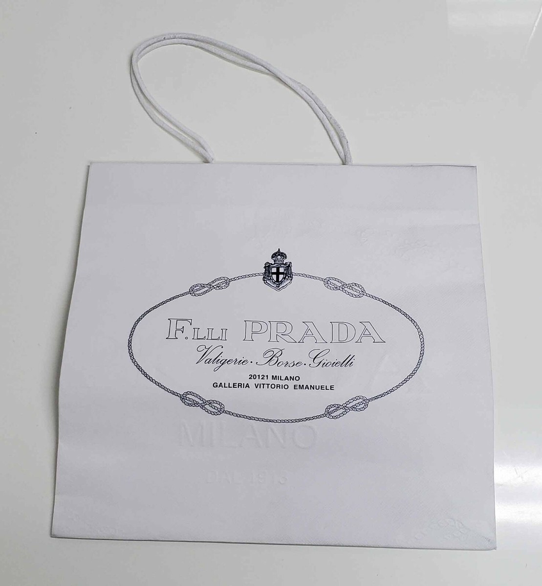 Fratelli Prada MILAN White Empty Medium Shopping Gift Paper Bag