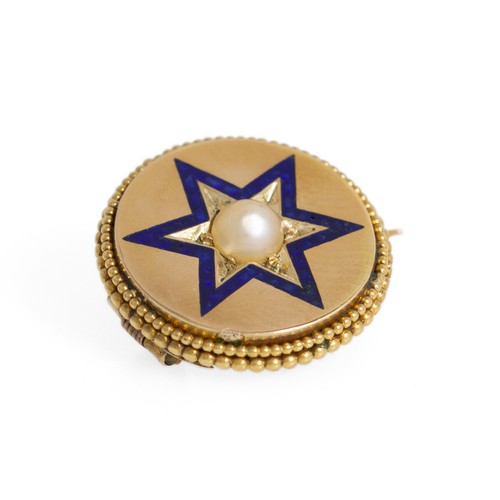 Antique Early Victorian 22ct Gold Pearl & Enamel Small Brooch/Pin c.1840 - Picture 2 of 4