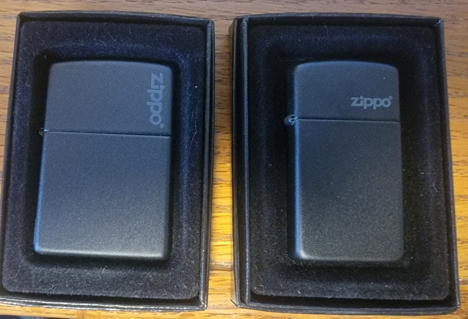 Zippo Lot of 2 1818ZL and 218ZL Black Matte His & Hers New i