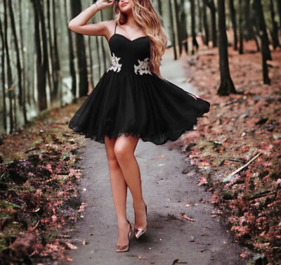 Blondie Womens Black Sleeveless Short Fit + Flare Party Dress 1
