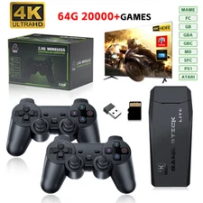 4K HDMI TV Game Stick Built-in 64GB 20000+ Video Games Console Wireless Gamepad@