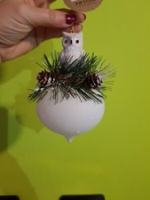 2 palline VETRO DECORATE Addobbi Natalizi Albero Natale Palle Decorazioni gufi 