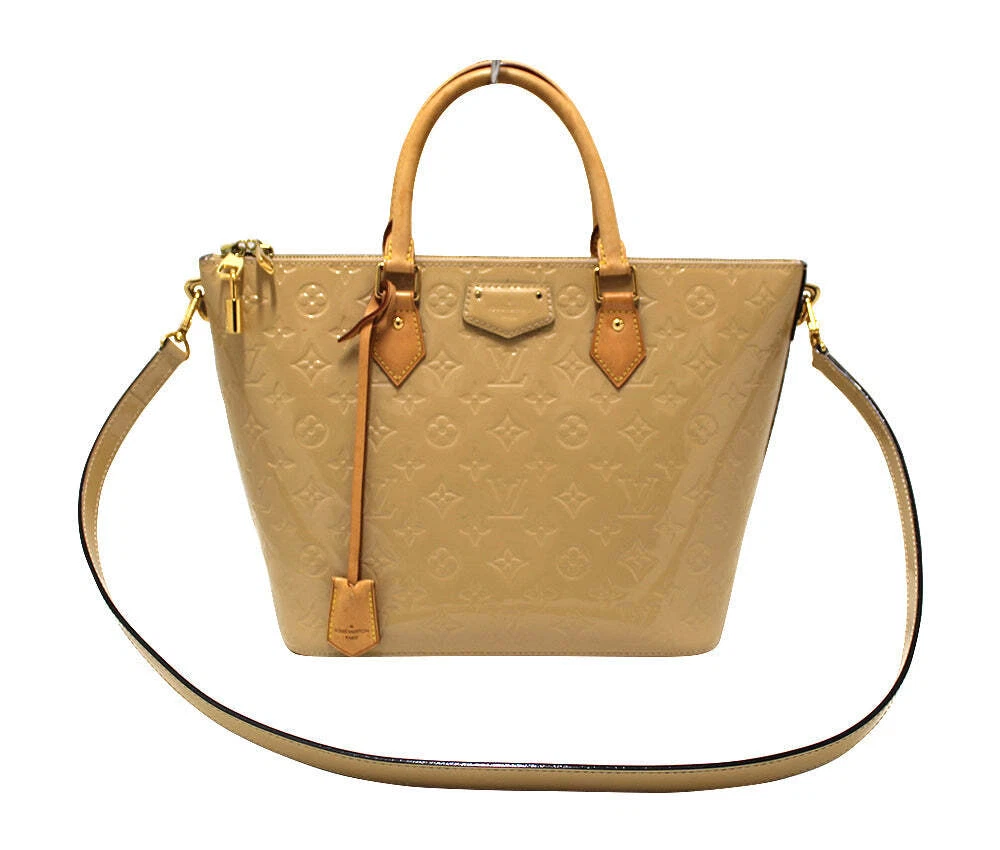 USED Louis Vuitton Beige Monogram Vernis Leather Montebello MM Tote Bag  AUTHENTI