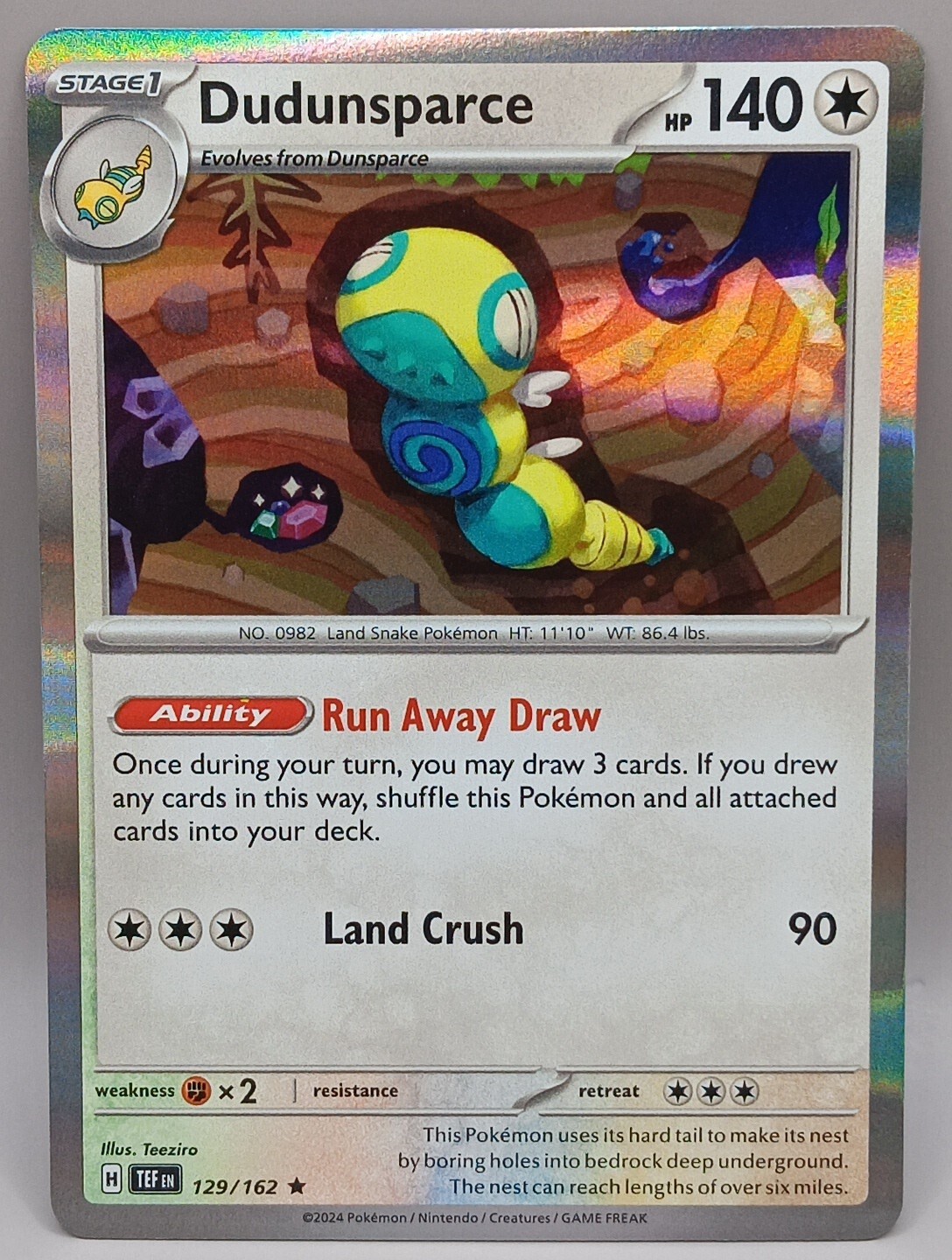 Dudunsparce - Rare Holo - Pokemon TCG Scarlet & Violet Temporal Forces #129/162