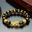 thumbnail 1 - Feng Shui Black Obsidian Alloy Wealth Bracelet w/Golden Pixiu Lucky Jewelry Gift