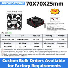 12V DC Cooling Fan 4/5/6/7/8/9/12cm Dual Ball Bearing, 80mm 120mm Industrial Fan