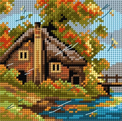 Orchidea Needlepoint canvas for halfstitch without yarn Autumn 2563D - Printe...