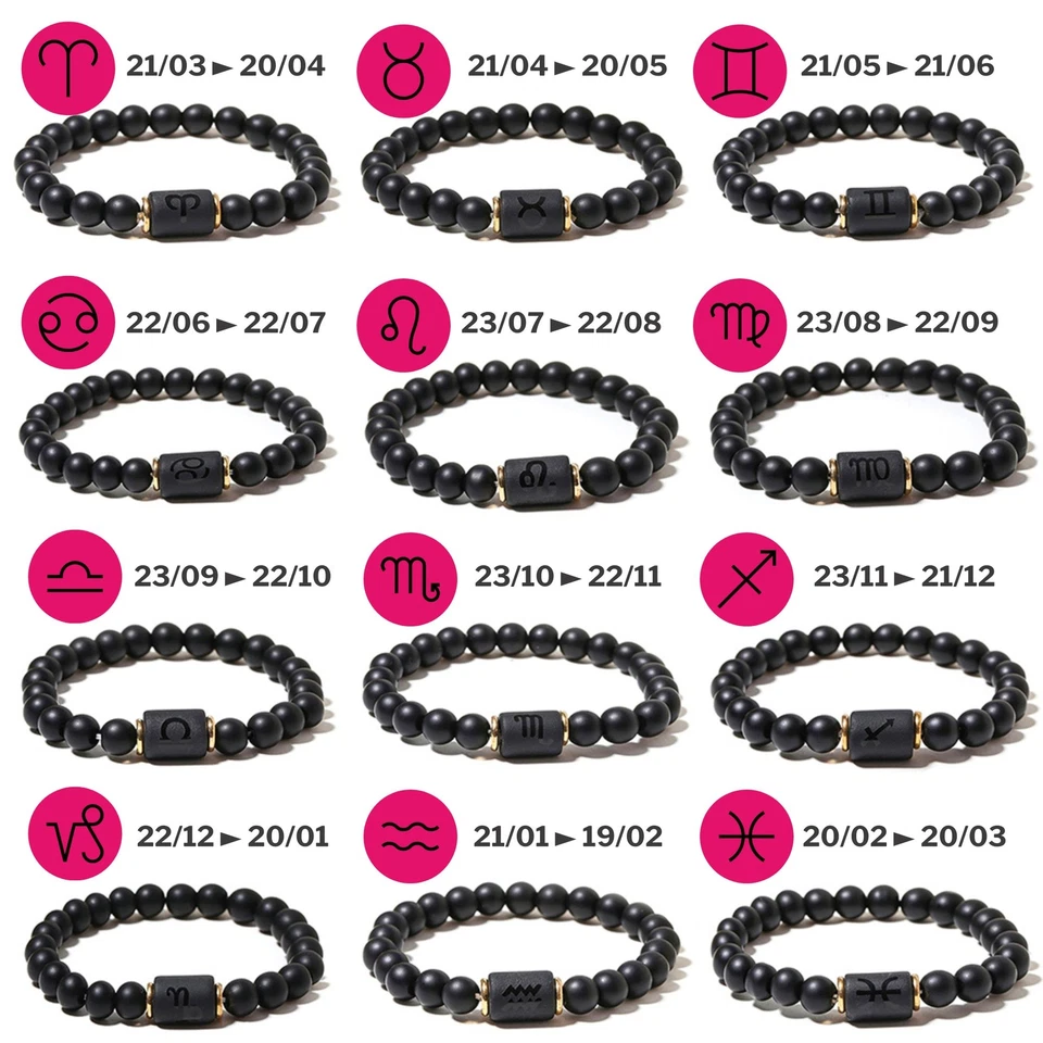 Zense - Pulsera elástica Escorpio Zodíaco negro con cuentas de ónix ZB0388 - Imagen 3 de 4