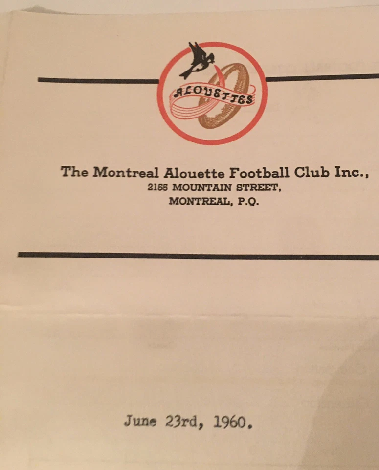 1960 Montreal Alouettes CFL Canadian Football League 4 Page Player Questionnaire - Image 2 of 4