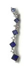 Sterling Silver Princess Cut Blue Tanzanite - CZ Accent Vertical Elegant Pendant