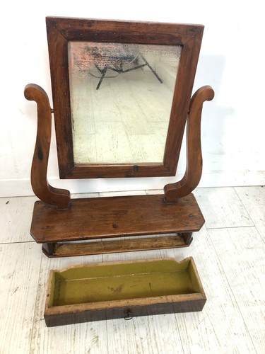 ANTICA PSICHE a LIRA SPECCHIO da TAVOLO BASCULANTE CASSETTO LEGNO NOCE IMPERO - Foto 6 di 19