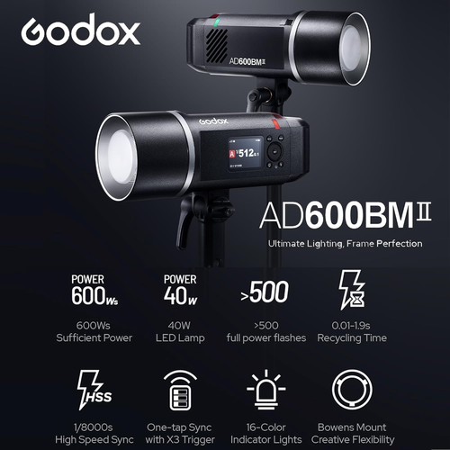 Godox AD600BMII AD600BM II 600Ws GN87 HSS Outdoor Flash Strobe Flashes Monolight - Picture 7 of 12