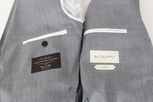 SUITSUPPLY Havana Patch Men's Suit UK34R Grey Wool Silk Slim 2-Piece - Picture 10 of 15