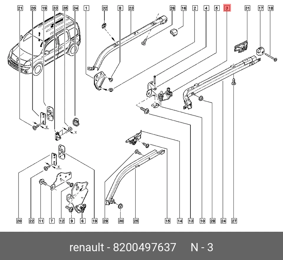 Guidage Galets Rouleau Porte Coulissante Droite Kangoo II 8200497637 8200497626 - Photo 2/2