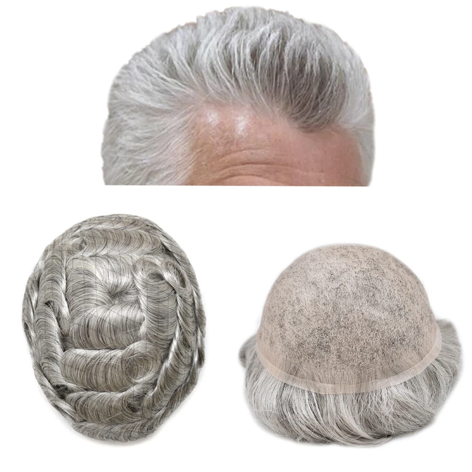 Toupee para hombre, reemplazo de cabello, peinado para hombre completo de encaje francés sistema de cabello para hombre Foto 3 de 4