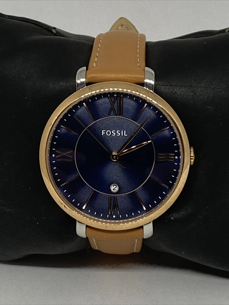 Fossil Jacqueline ES3988 Women Brown Leather Analog Blue Dial Quartz Watch WO182
