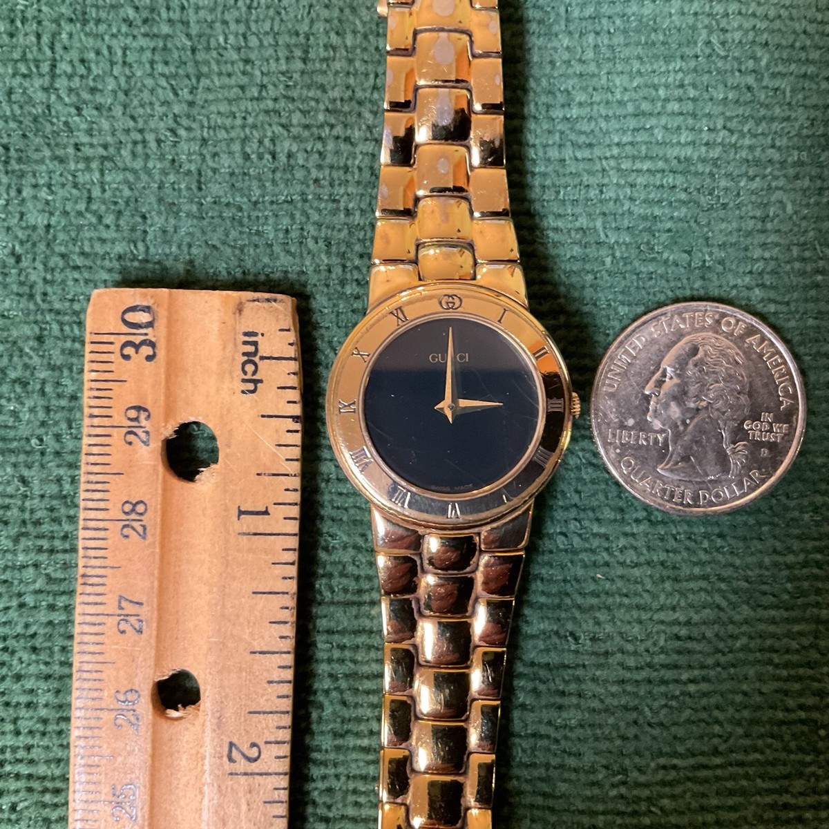 Chapado en Laton ゴールド　Mgs-23 Gucci 3300.2.l 18k Gold Plated Watch With Diamond Markers