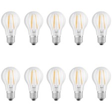 Osram 10er Pack LED BASE CLASSIC A 60 7W = 60W E27 Filament LED Birne Warmweiß 