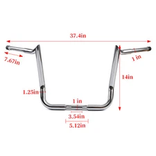 Rise 10" 12" 14" Meathook Ape Hanger Bar Handlebar For Touring Electra Glide 86+